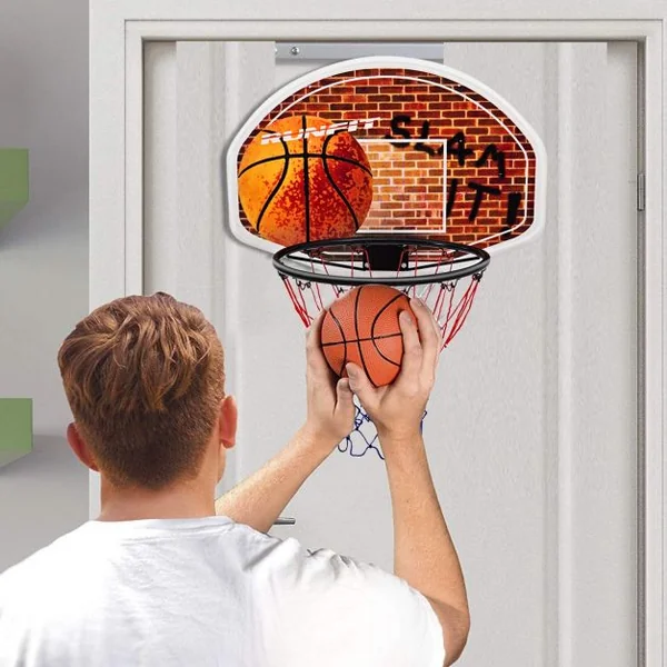 Mini Panier de Basket Mural Filet en Nylon A Fixer en Suspension en Pp+acier 73,5x51cm Φ42cm pour Enfants et Adultes
