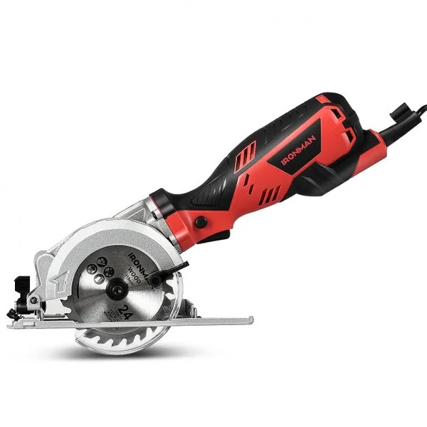 Mini Scie Circulaire à Main Plongeante 705 W avec Lames de 115 mm Découpe 28,5mm à 45° Poignée Ergonomique Rouge