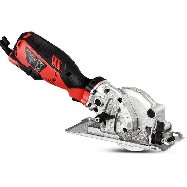 Mini Scie Circulaire à Main Plongeante 705 W avec Lames de 115 mm Découpe 28,5mm à 45° Poignée Ergonomique Rouge