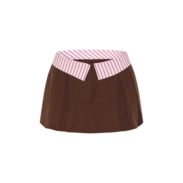 Mini-jupe À Ceinture Rayée Contrastée