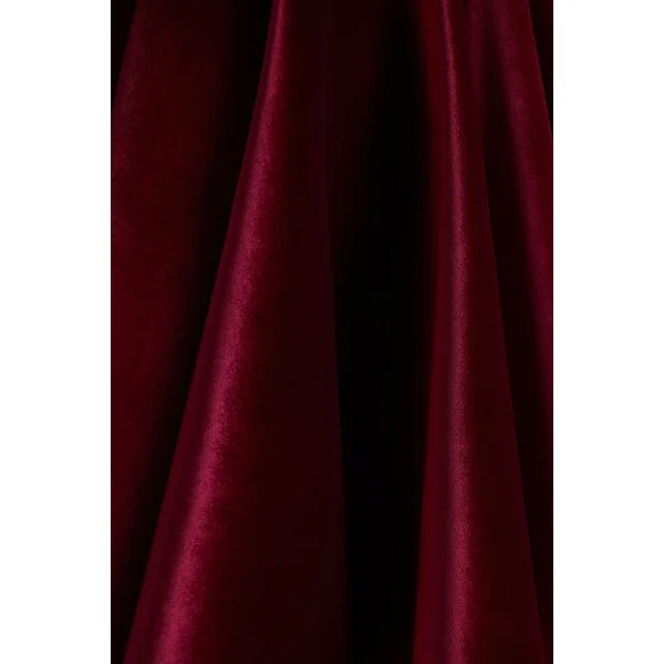 Mirage | Mini-robe en velours bordeaux à encolure halter avec jupe skater