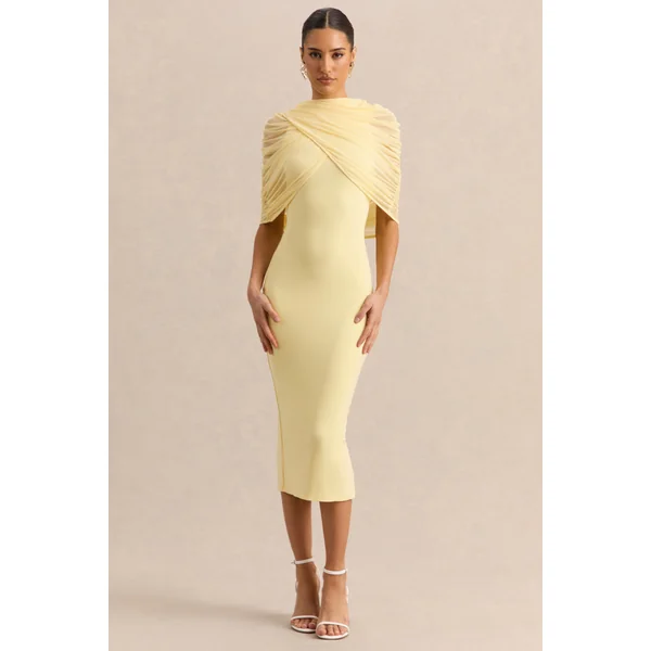 Mirana | Robe mi-longue citron à encolure dos nu