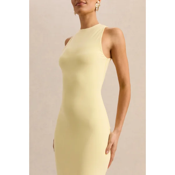 Mirana | Robe mi-longue citron à encolure dos nu