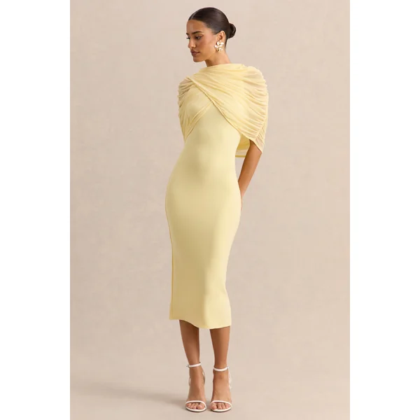 Mirana | Robe mi-longue citron à encolure dos nu