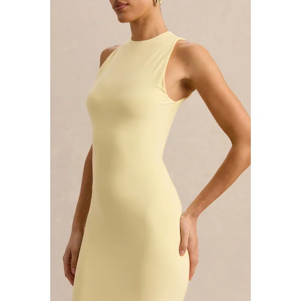 Mirana | Robe mi-longue citron à encolure dos nu