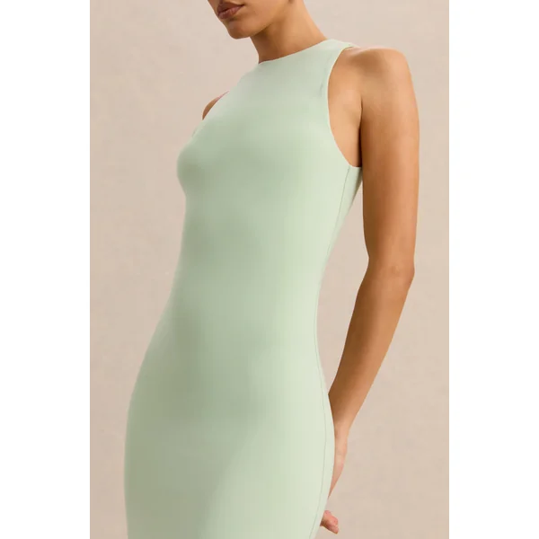 Mirana | Robe mi-longue menthe à encolure haute