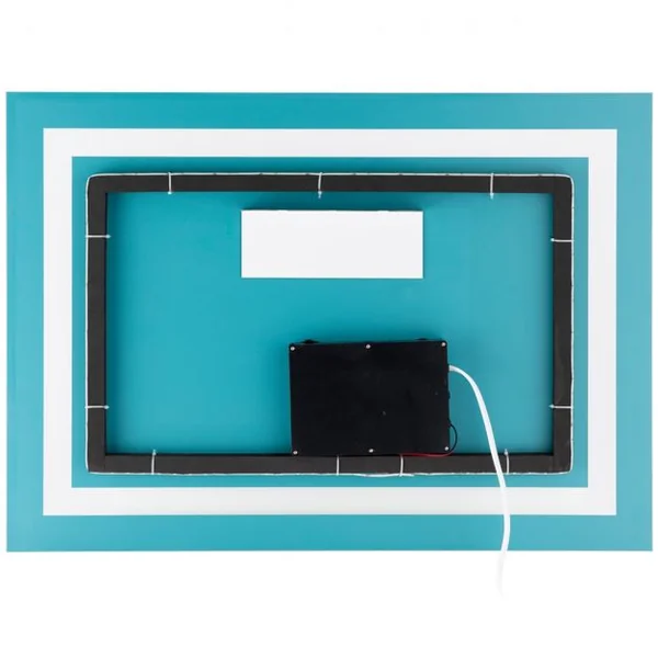 Miroir de Salle de Bain Rectangulaire Mural avec Éclairage LED Intégré et Intelligent en Verre, 70x50x5,5cm, Blanc