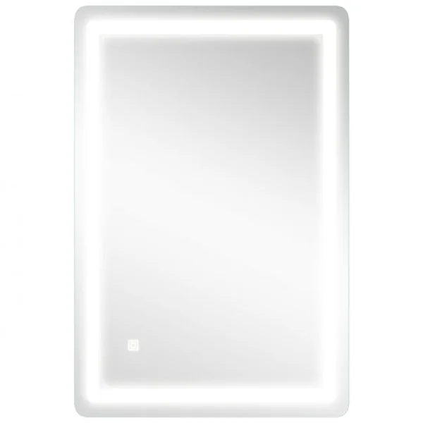 Miroir Mural de Salle de Bain avec Éclairage Led Intégré 50 000 H Blanc Froid 12 V 100 X 60cm Blanc