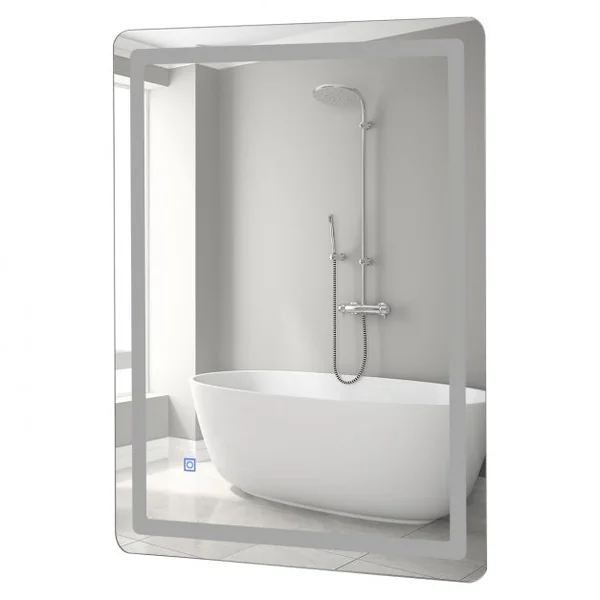 Miroir Mural de Salle de Bain avec Éclairage Led Intégré 50 000h et Commutateur Intelligent 12 V 80x60cm Blanc