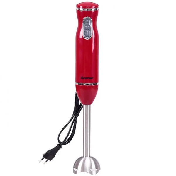 Mixeur Plongeant Mélangeur à Main 2 Vitesses en Acier Inoxydable et ABS, 220-240V, 50/60Hz, 38,5 x 6,5 x 6,5 cm, Rouge