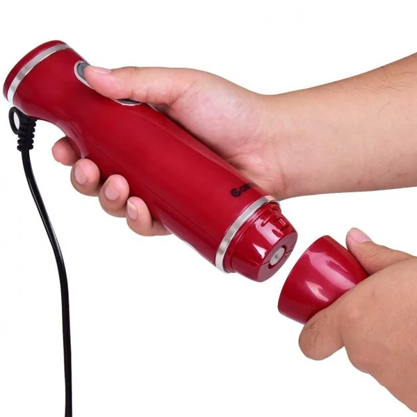 Mixeur Plongeant Mélangeur à Main 2 Vitesses en Acier Inoxydable et ABS, 220-240V, 50/60Hz, 38,5 x 6,5 x 6,5 cm, Rouge
