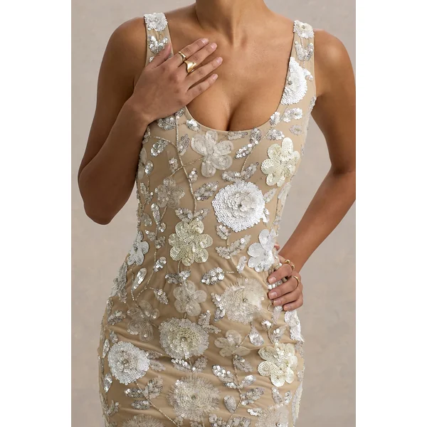 Moonshine | Mini-robe à décolleté carré ornée de fleurs
