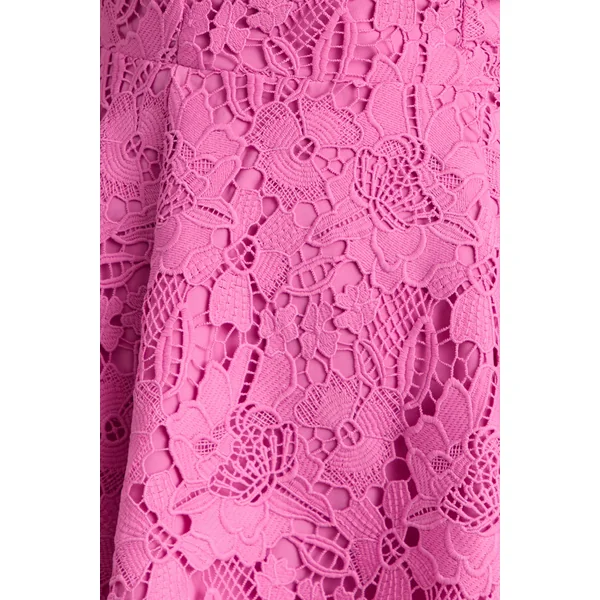 Morina | Mini-robe rose en dentelle avec encolure ronde