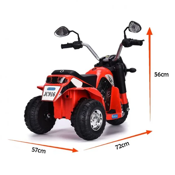 Moto Electrique 20W pour Enfants de 3 à 8 Ans Moto Véhicule alimenté par Batterie 6V Capacité 20KG 72x57x56 cm Rouge