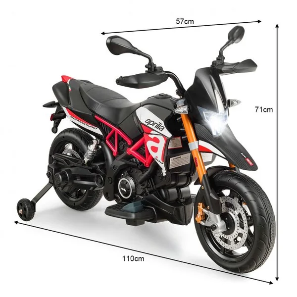 Moto Electrique pour Enfants 12V avec Lumières LED Musique MP3 Roues Antidérapantes 37-95 mois