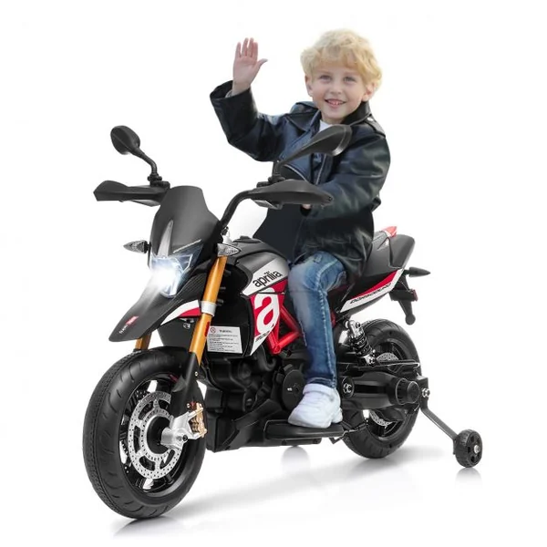 Moto Electrique pour Enfants 12V avec Lumières LED Musique MP3 Roues Antidérapantes 37-95 mois