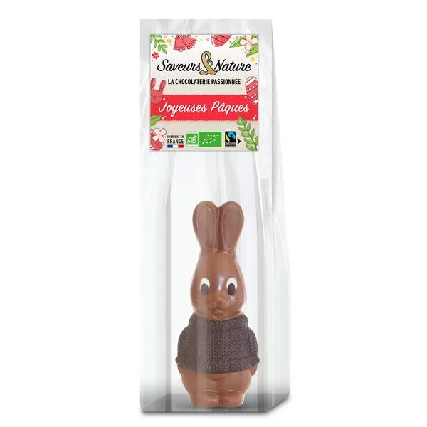 Moulage lapin tricot chocolat au lait 70g