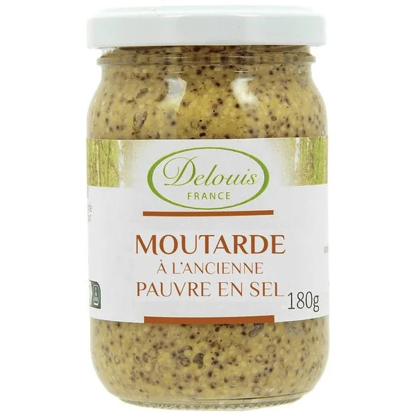 Moutarde à l'ancienne pauvre en sel 180g