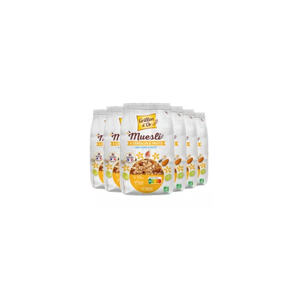 Muesli aux 4 céréales et fruits - Lot de 6x500g