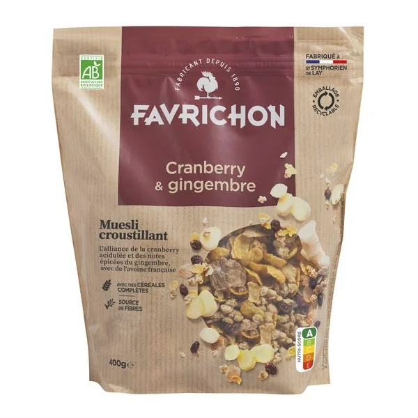 Muesli crousti. cranberry gingembre 400g