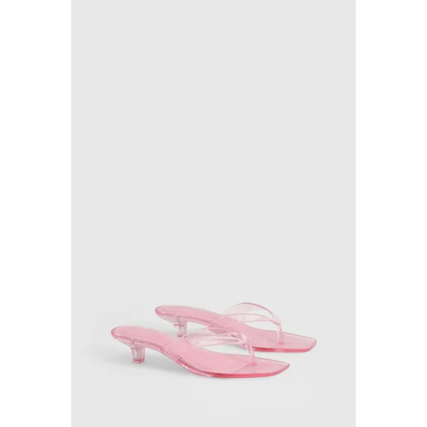 Mules À Talon Avec Bride Entre Les Orteils Effet Gelée