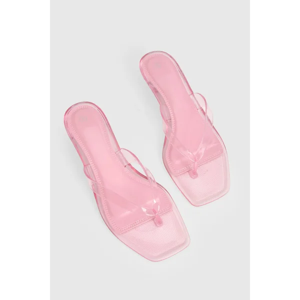 Mules À Talon Avec Bride Entre Les Orteils Effet Gelée
