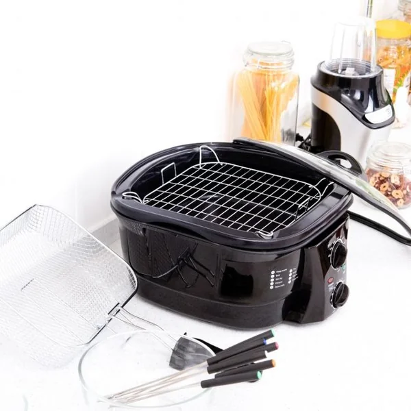 Multi-cuiseur Électrique 8 en 1 Autocuiseur Multifonction 1500W Antiadhésive avec Accessoires Capacité 5L Noir