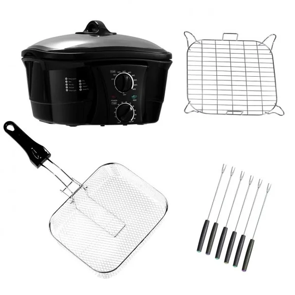 Multi-cuiseur Électrique 8 en 1 Autocuiseur Multifonction 1500W Antiadhésive avec Accessoires Capacité 5L Noir