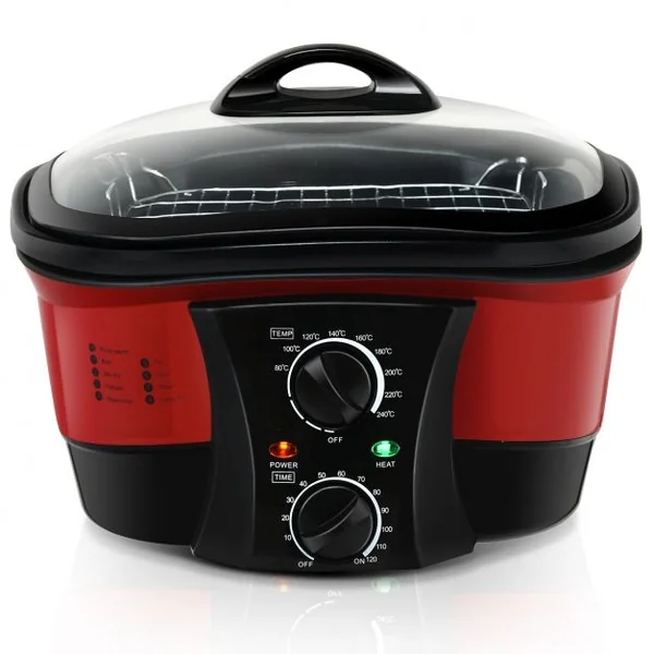 Multi-Cuiseur Électrique 8 en 1 Mijoteuse Multifonction 1500w Fond Antiadhésif Capacité 5 L 335x335x27cm Rouge