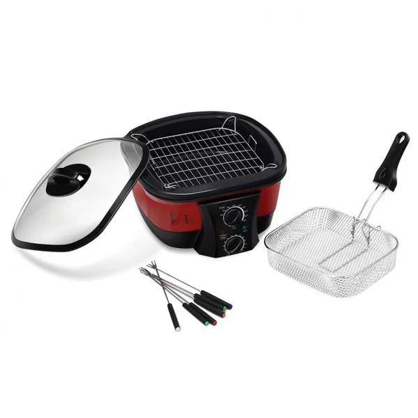 Multi-Cuiseur Électrique 8 en 1 Mijoteuse Multifonction 1500w Fond Antiadhésif Capacité 5 L 335x335x27cm Rouge