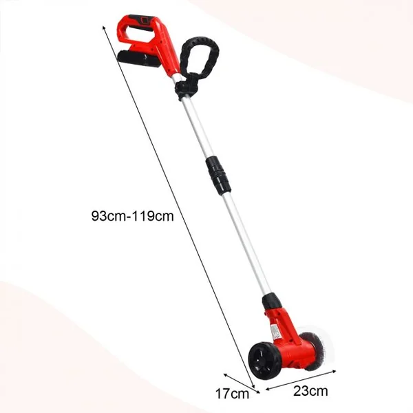 Nettoyeur de Joints sans Fil Manche Télescopique en Aluminium avec 2 Brosses de Travail Batterie Lithium-ion 18V-2Ah