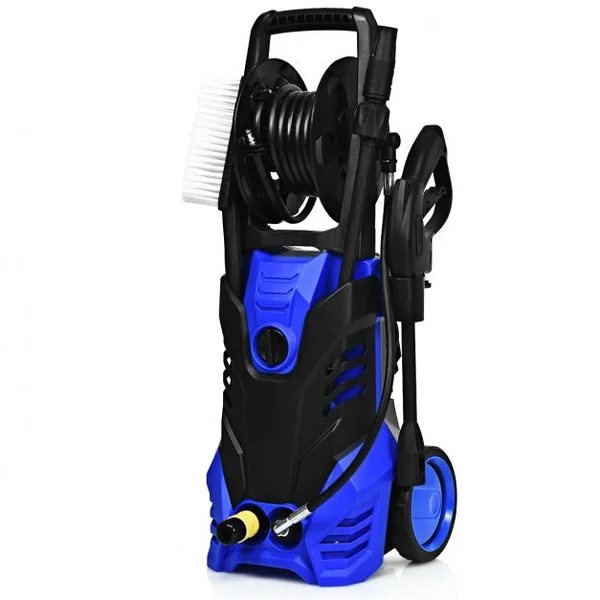 Nettoyeur Haute Pression Electrique 2000 W avec Accessoires Brosses 2030 Psi Débit 6l/min 29x32x113cm Noir+Bleu