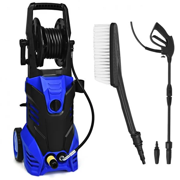 Nettoyeur Haute Pression Electrique 2000 W avec Accessoires Brosses 2030 Psi Débit 6l/min 29x32x113cm Noir+Bleu