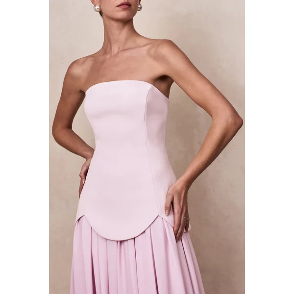 Nia | Robe longue bandeau en dégradé rose
