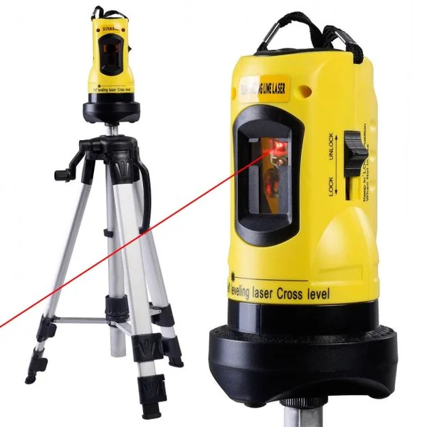 Niveau à laser professionnel Niveau à laser rotatif Auto-nivelant pour la mesure des angles et surfaces, trépied, jaune