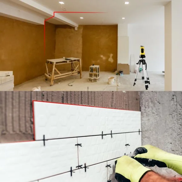 Niveau à laser professionnel Niveau à laser rotatif Auto-nivelant pour la mesure des angles et surfaces, trépied, jaune