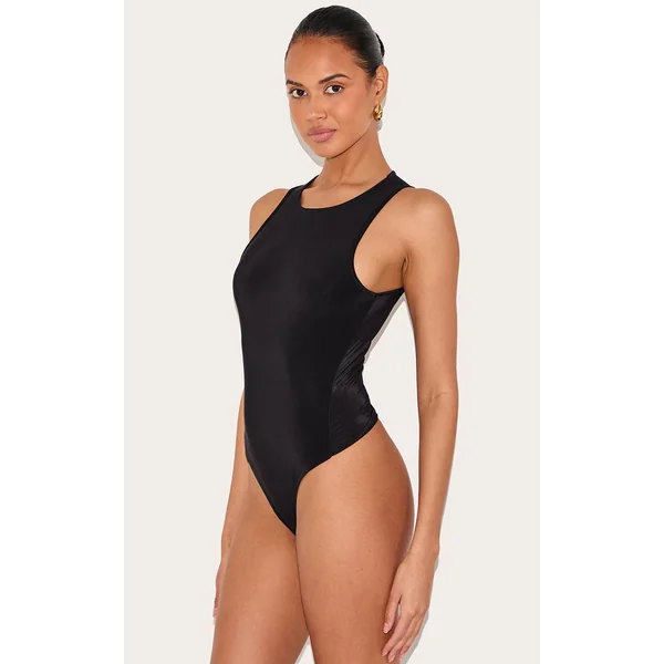 Noir Body Moulant Basique À Encolure Nageur