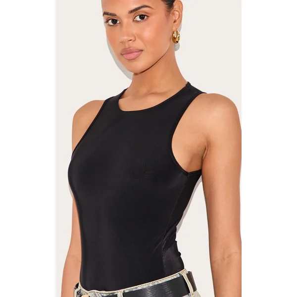 Noir Body Moulant Basique À Encolure Nageur