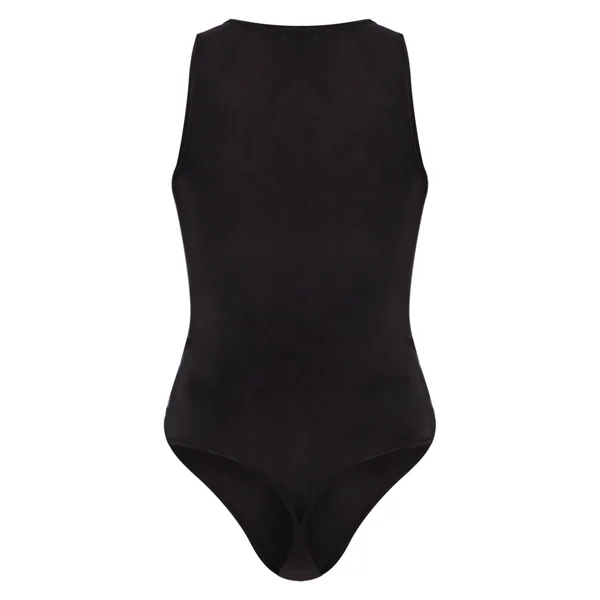 Noir Body Moulant Basique À Encolure Nageur