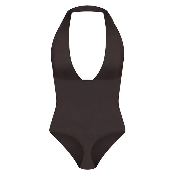 Noir Body Moulant Col V Dos Nu En Jersey