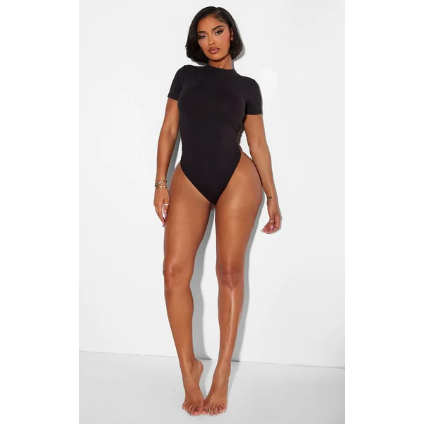 Noir Body Sculptant À Manches Courtes Shape
