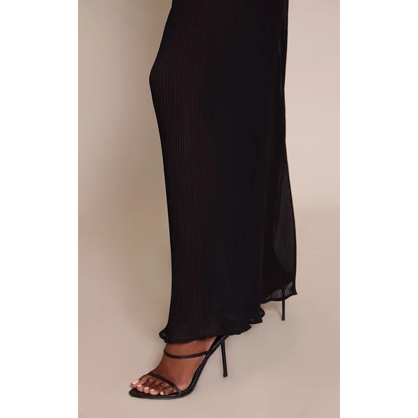 Noir Combinaison Bandeau Tissée À Jambes Plissées
