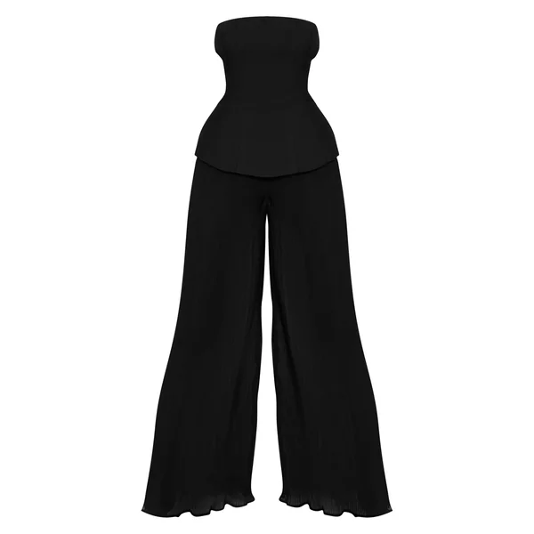 Noir Combinaison Bandeau Tissée À Jambes Plissées