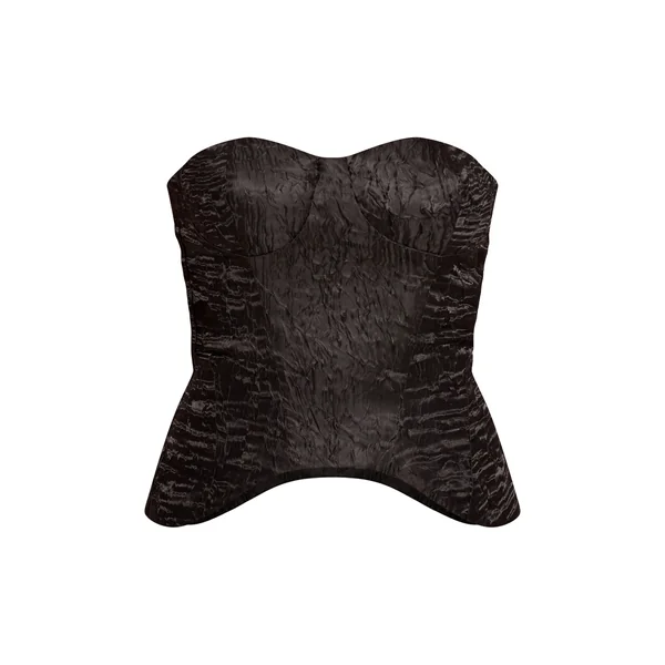 Noir Corset En Satin Texturé À Ourlet Plongeant