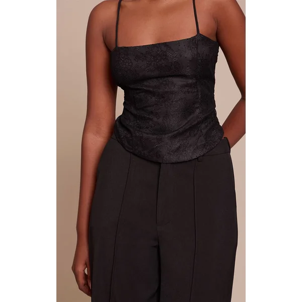 Noir Corset À Lacets Avec Bretelles