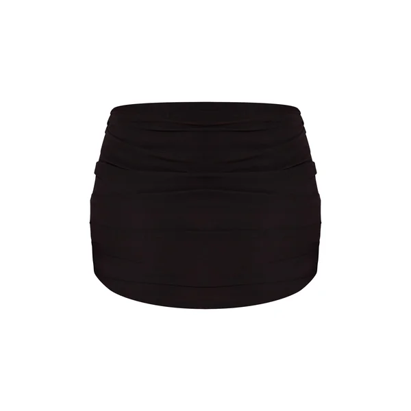 Noir Ensemble Jupe Mini Froncée En Mousseline