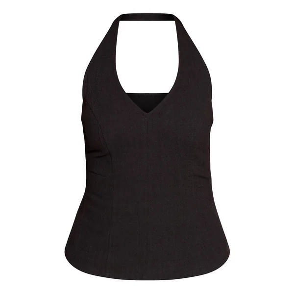 Noir Haut Cache-cœur Dos Nu En Tissu Texturé Shape