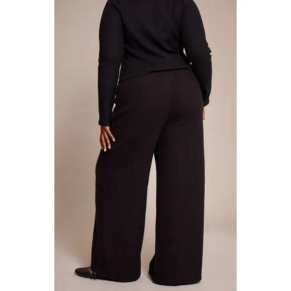 Noir Jogging Large À Pinces Toucher Doux Grande Taille