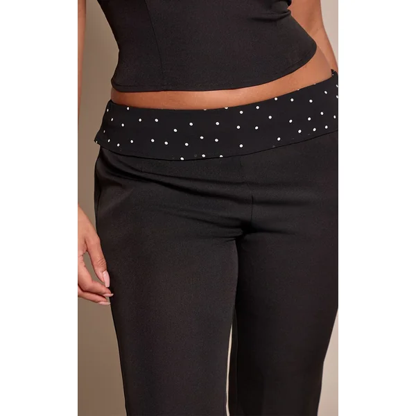 Noir Pantalon Capri Taille Haute À Pois Coupe Ajustée Sculptante