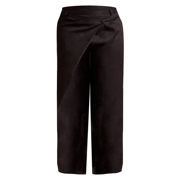 Noir Pantalon Grande Taille Tissé À Devant Croisé